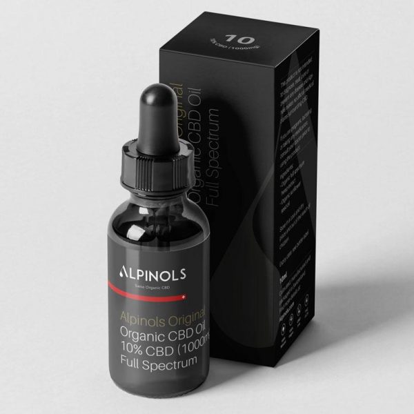 Alpinols Bio CBD Oil 10% Full-Spectrum Bottle and Box
