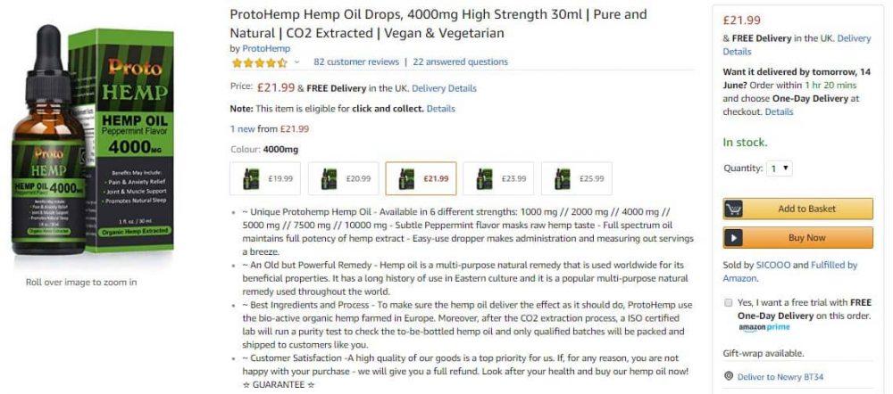 CBD Amazon - proto hemp oil makes customers think its high strength cbd